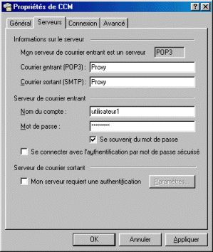 configuration de client de messaggeria